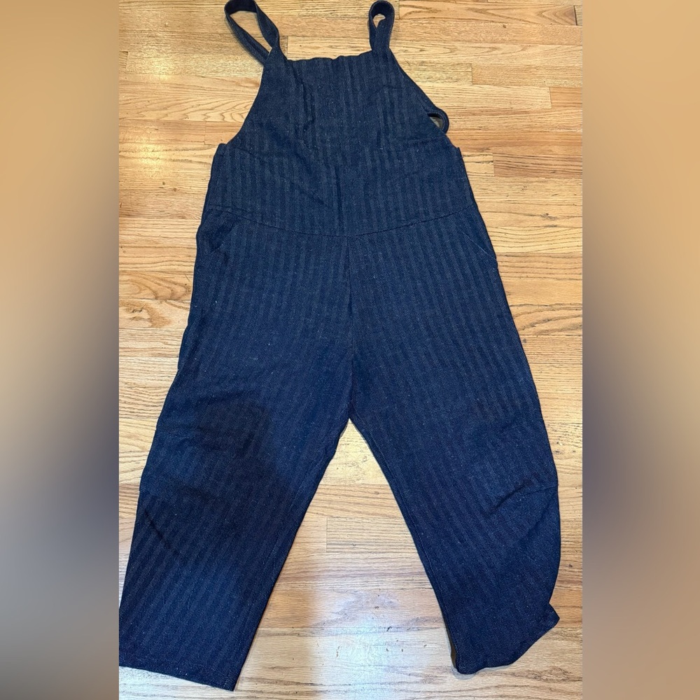 Apuntob overalls in a heavy cotton linen blend.